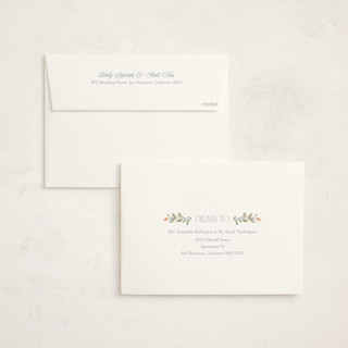 This is a periwinkle non photo holiday cards with standard by Robert and Stella called wreath frame printing on signature in standard