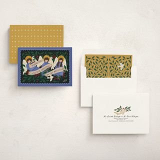 This is a cobalt non photo holiday cards with standard by Grae called angels sing printing on signature in standard
