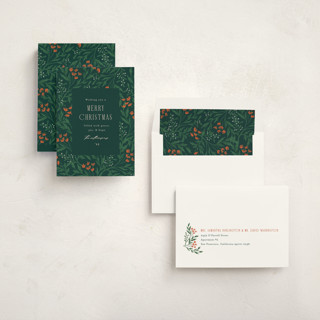 This is a pine non photo holiday cards with standard by Amy Kross called festive blooms printing on signature in standard