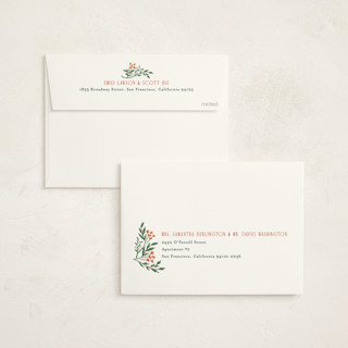 This is a pine non photo holiday cards with standard by Amy Kross called festive blooms printing on signature in standard