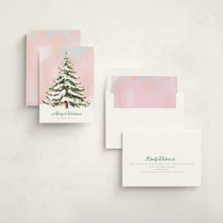 This is a winter sunrise non photo holiday cards with standard by Petra Kern called the tree printing on signature in standard