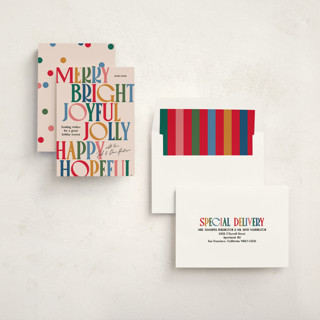 This is a gumdrop non photo holiday cards with standard by Owl and Toad called colorful characters printing on signature in standard