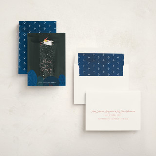 This is a forest non photo holiday cards with standard by Eve Schultz called snow angel printing on signature in standard