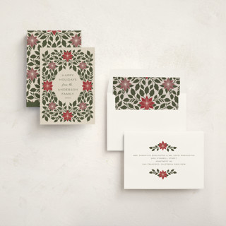 This is a evergreen non photo holiday cards with standard by Katharine Watson called holly frame printing on signature in standard