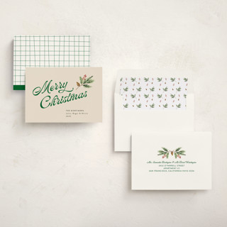This is a vanilla non photo holiday cards with standard by Erika Firm called vanilla pine printing on signature in standard