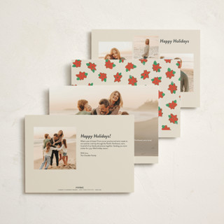 This is a evergreen non photo holiday cards with standard by Kelly Williams called poinsettia joy printing on signature in standard