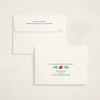 This is a evergreen non photo holiday cards with standard by Kelly Williams called poinsettia joy printing on signature in standard