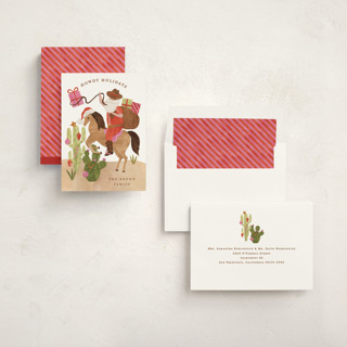 This is a candy cane non photo holiday cards with standard by Sarah Knight called howdy holidays y'all printing on signature in standard