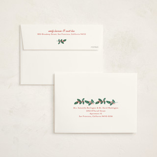 This is a eggnog non photo holiday cards with standard by Amy Kross called classic holly printing on signature in standard