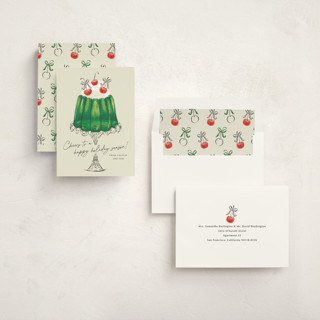 This is a lime non photo holiday cards with standard by Jackie Crawford called christmas jelly printing on signature in standard
