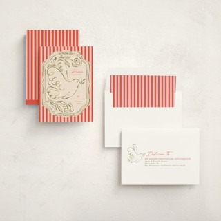 This is a cranberry non photo holiday cards with standard by Vera Lim called peace dove.. printing on signature in standard