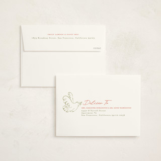 This is a cranberry non photo holiday cards with standard by Vera Lim called peace dove.. printing on signature in standard