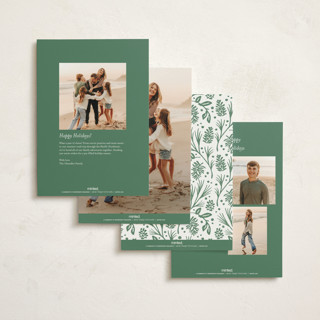 This is a wintergreen non photo holiday cards with standard by Jennifer Wick called pines and pinecones printing on signature in standard