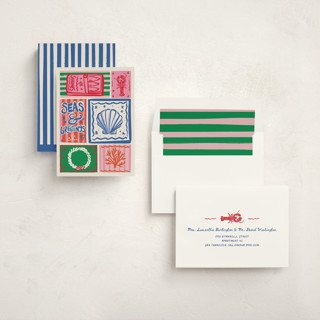 This is a cerulean non photo holiday cards with standard by Jenna Holcomb called seas printing on signature in standard