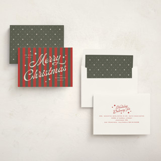 This is a garland non photo holiday cards with standard by Wildfield Paper Co called retro candy stripe printing on signature in standard