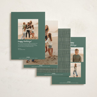 This is a juniper non photo holiday cards with standard by Leah Bisch called gingham ribbon printing on signature in standard