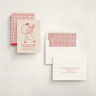 This is a reindeer nose non photo holiday cards with standard by Sierra Lee called if santa asks printing on signature in standard
