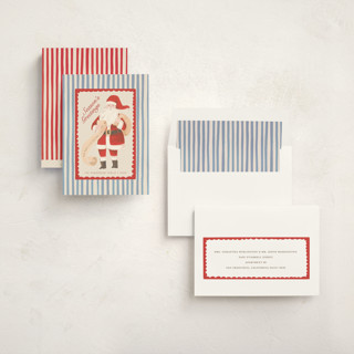 This is a wintermint non photo holiday cards with standard by Teju Reval called greetings from santa printing on signature in standard