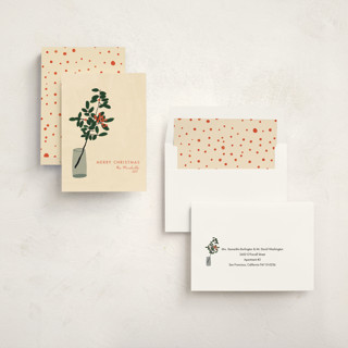 This is a champagne non photo holiday cards with standard by Joanna Rosado called berries printing on signature in standard