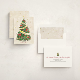 This is a holly berry non photo holiday cards with standard by Cass Loh called evergreen magic printing on signature in standard