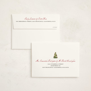 This is a holly berry non photo holiday cards with standard by Cass Loh called evergreen magic printing on signature in standard