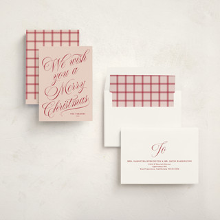 This is a rosy cheeks non photo holiday cards with standard by Kate Ahn called with flourish printing on signature in standard
