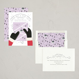 This is a sugar plum non photo holiday cards with standard by Corinne Malesic called santas new stop printing on signature in standard