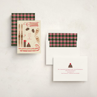 This is a eggnog non photo holiday cards with standard by Baumbirdy called wintery mix printing on signature in standard