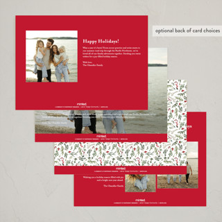 This is a peppermint new year photo cards with standard by Susan Moyal called joyful holly printing on recycled smooth signature in standard