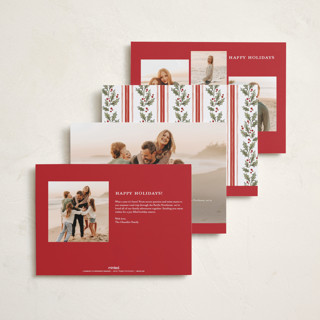 This is a holly berry new year photo cards with standard by Wildfield Paper Co called holly monogram printing on recycled smooth signature in standard