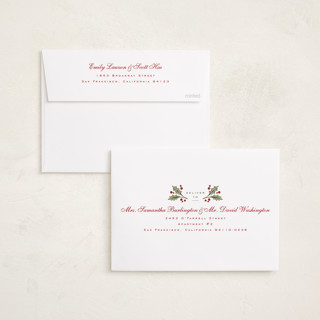This is a holly berry new year photo cards with standard by Wildfield Paper Co called holly monogram printing on recycled smooth signature in standard