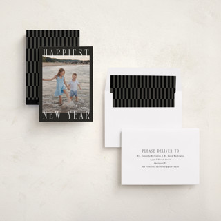 This is a midnight new year photo cards with standard by Ekko Studio called headlines printing on recycled smooth signature in standard