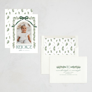 This is a leaf new year photo cards with standard by BR Designs called joyful-bow printing on recycled smooth signature in standard