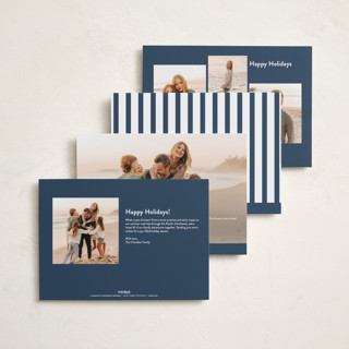 This is a navy new year photo cards with standard by Carolyn MacLaren called perfectly simple printing on recycled smooth signature in standard