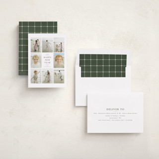 This is a eucalyptus new year photo cards with standard by Wildfield Paper Co called stone printing on recycled smooth signature in standard