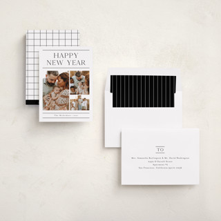 This is a cotton new year photo cards with standard by Stacey Meacham called newsletter printing on recycled smooth signature in standard