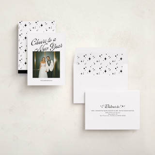 This is a tie new year photo cards with standard by Itsy Belle Studio called cheers to a new year printing on recycled smooth signature in standard