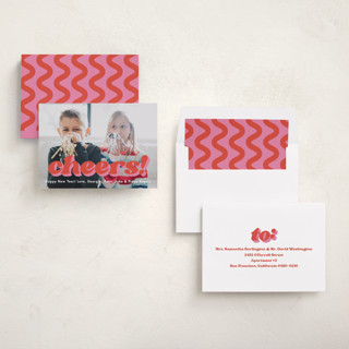 This is a bonbon new year photo cards with standard by Megan Davis called strut printing on recycled smooth signature in standard