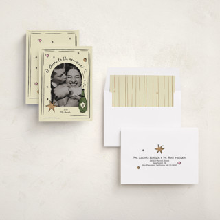 This is a champagne new year photo cards with standard by Helena Vitto called drunk in love printing on recycled smooth signature in standard