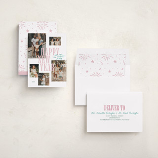 This is a bubblegum new year photo cards with standard by Cass Loh called modern collage printing on recycled smooth signature in standard