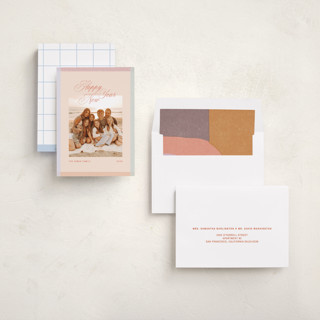 This is a sunrise new year photo cards with standard by Meg Gleason called sunny new year printing on recycled smooth signature in standard