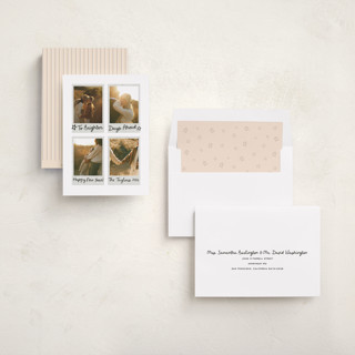 This is a parchment new year photo cards with standard by Jennifer Lew called photoset printing on recycled smooth signature in standard