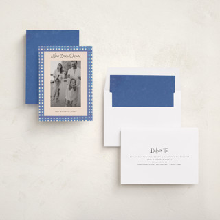 This is a ocean new year photo cards with standard by Teju Reval called bold gingham printing on recycled smooth signature in standard