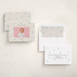 This is a frost new year photo cards with standard by Kercia Jane called tiny star confetti printing on recycled smooth signature in standard