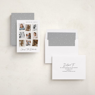 This is a snow new year photo cards with standard by Hooray Creative called nine snapshots printing on recycled smooth signature in standard