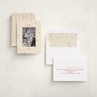 This is a cherry new year photo cards with standard by Ellen Schlegelmilch called starshine printing on recycled smooth signature in standard