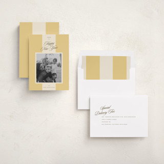 This is a sunshine new year photo cards with standard by Blustery August called beach umbrella printing on recycled smooth signature in standard