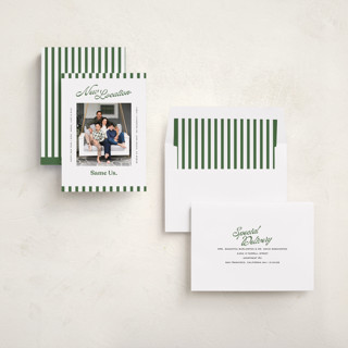 This is a spruce new year photo cards with standard by Owl and Toad called new location printing on recycled smooth signature in standard