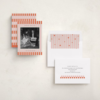 This is a orangesicle new year photo cards with standard by Jackie Crawford called modern double stripe frame printing on recycled smooth signature in standard