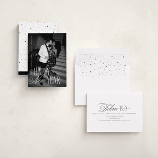 This is a twinkle new year photo cards with standard by Pixel and Hank called last printing on recycled smooth signature in standard